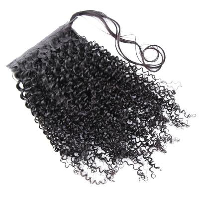 China 100% Deep Wave Virgin Hair Deep Wave Ponytail Extension Wrap Around Ponytails Wholesale Clip In Drawstring Ponytail For Black Women for sale