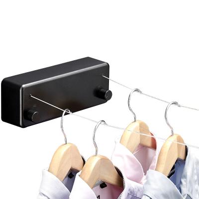 China Stainless Steel Two Line Indoor Free Telescopic Wire Clothesline Hole Balcony Portable Shrink Clothes Drying Rope for sale