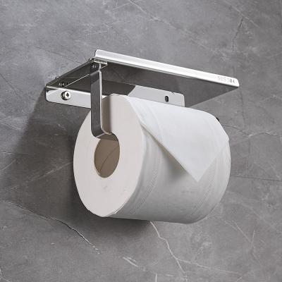 China Modern Drawing 304 Stainless Steel Mobile Phone Toilet Tissue Dispenser Wall Mounted Toilet Paper Holder Polished Glossy Tissue Holder for sale