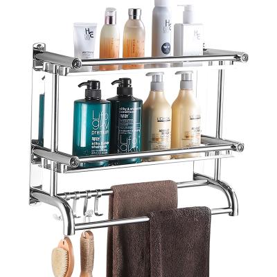 China Heater Wall Hanging Antirust Double Layers Stainless Steel Bathroom Shower Shelf for sale