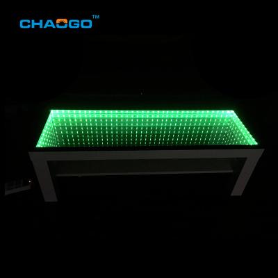 China Bar Table custom tempered glass 3d light up infinity mirror tunnel effect illuminated led coffee table for sale