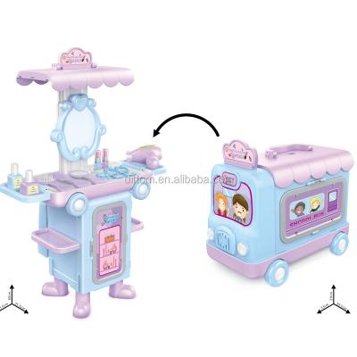 China 2in1 Girl's Toys Dressing Table Bus DIY Portable Makeup Set 55.5X30X30.5cm for sale