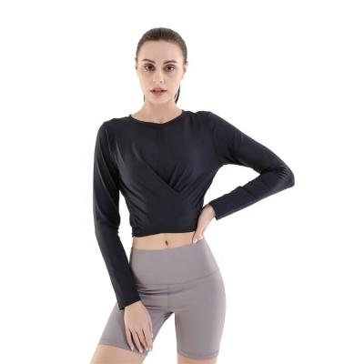 China 2022 Spring Long Sleeve Yoga Top Women Seamless Yoga Bra Workout Breathable Yoga Tops With Reversible for sale