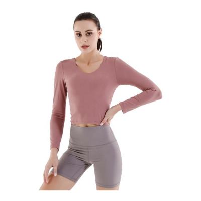 China 2022 Workout Crop Yoga Top Spring Breathable Yoga Top Women Long Sleeve With Reversible Yoga Top for sale