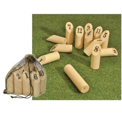 China Promotion Beach Game Bowling Number Outdoor Solid Wood Throwing Sticks for sale