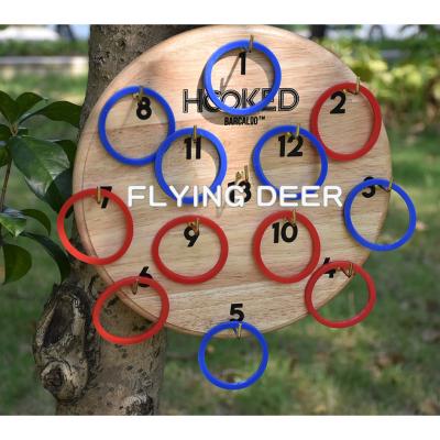 China Outdoor Ourdoor Game OEM Wooden Carnival Hook Ring Toss Game with 12 Hooks and 12 Rings for sale