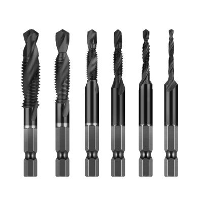 China Industry 6Pcs M3 To M10 Titanium Combination HSS Combo Drill Tap Set For Screw Tapping for sale