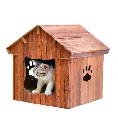 China Viable Cat Scratch Toys Customized Cats Living Room Wooden Panel Pattern House Scratching Carpet Cat Scratcher for sale