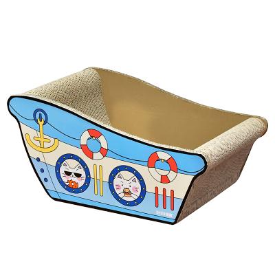 China Pet Toys Cat Cardboard Stocked Scratcher Wrinkled Bed For Kitty Cat Scratching Board With Catnip Free for sale