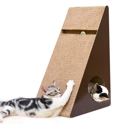 China Cardboard Stocked DEKU Cat Scratchers Triangle Shape Corrugated Scratching Mat Cat Scratch Board House for sale