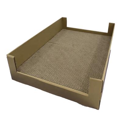 China Viable Cardboard Kitty Corrugated Scratching Bed Cat Scratcher with Box Reversible Cat Scratch Pad with Catnip Free for sale