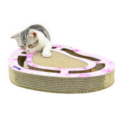 China Viable Kittens Toys Ringing Bell Fun Play Work Area Corrugated Paper Cat Scratchers With Catnip Free for sale