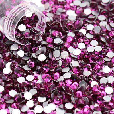 China 92Kinds Flatback SS3-SS50 Colors SS3-SS50 Flatback Non Hotfix Fuchsia Nail Art Glass Rhinestones for sale