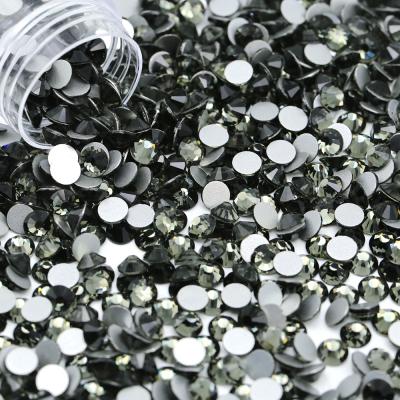 China Wholesale SS3-SS50 Non Hotfix Flatback Black Diamond Glass Rhinestone Beads For Jewelry Making for sale