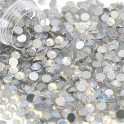 China White Glass Rhinestone Flatback SS3-SS50 Crystal Ab Stone Beads Flatback Opal Rhinestones For Nail Art for sale