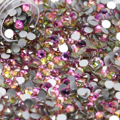 China Colored Flat Back Crystal SS3-SS50 Rose Line Color Non Hotfix Flatback Glass Rhinestones for sale