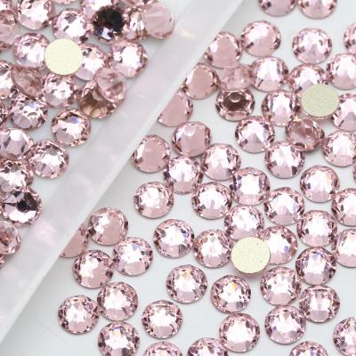 China Flatback 2088 lt Rose Flatback Non Hotfix Glass rhinestone 8+8 16 facet cuts with gold base for sale