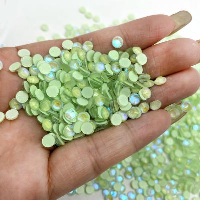 China Wholesale SS6-SS30 Flatback Peridot Flatback Around Luminous Glass Rhinestone For Nail Decoration for sale