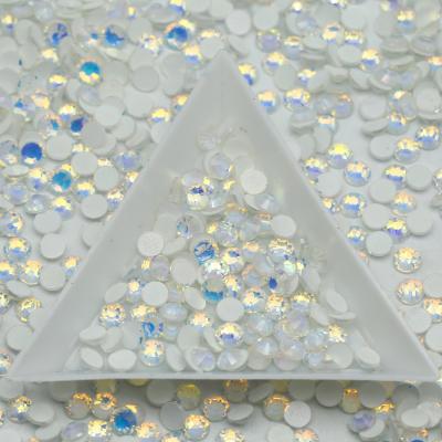 China Flatback SS6-SS30 Opal Serive Glass Rhinestones Flat Luminous Backing Non Hotfix Stone For Nail Art Decoration for sale