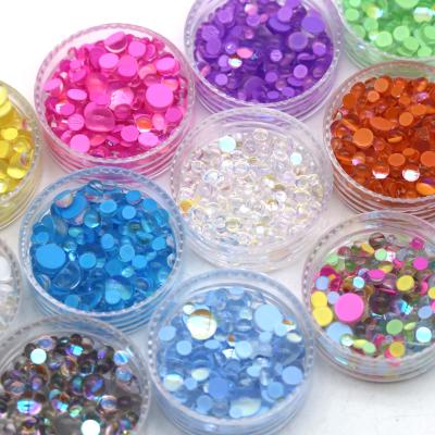 China Flatback 1440pcs Mix Size And Color Glitter Aurora Half Round Mermaid Tears Nail Art Rhinestones for sale