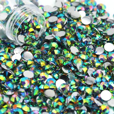 China Flatback black diamond ab color 2mm-6mm not hot fix resin flat back rhinestones wholesale for DIY cup decoration for sale