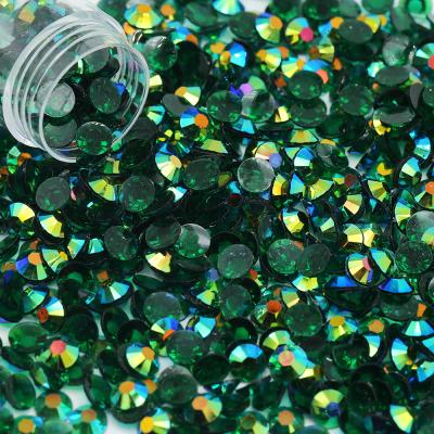 China Flatback Wholesale2mm 3mm 4mm 5mm 6mm Round Rhinestone Green ab Resin Rhinestone Flatback Crystal Stones Transparent Bottom Dk For Diy Craft for sale