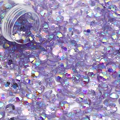 China Transparent Bedazzler Crystal Rhinestone For Nail Art Decoration Round Resin Flatback Jelly Purple Ab Non Hotfix for sale