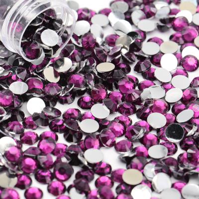 China Round Sliver Bottom 6mm Flatback Stone Bead Resin Rhinestone Rhinestone Color Plated Flatback Amethyst for sale