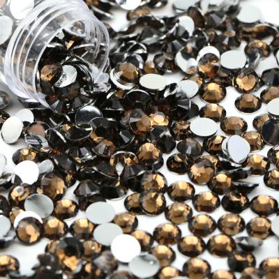 China Flatback DK Smoked Topaz Color Accept Mix Size And Color Non Volume Hotfix Flatback Resin Rhinestone for sale