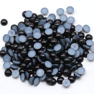 China Diy phone case jet 1.5-20mm hotfix crystal rhinestones non natural half flatback ABS half gems black stone beads for sale