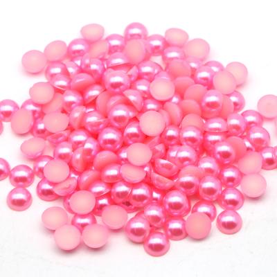 China Diy Phone Case Peach Color 6mm Round 5000Pcs ABS Hlaf Flatback Pearl Cabochons Beads For Diy Phone Case for sale