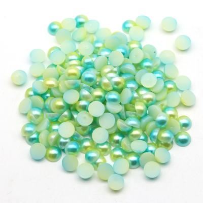 China Diy Phone Case Rainbow Color 12mm ABS Hlaf Rhinestone Pearl Green Blue Cabochon Bead For Button Decoration for sale