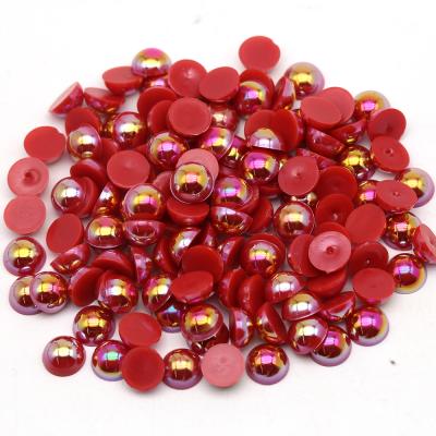 China Diy Phone Case Siam Ab 1.5-16mm Rhinestone Applique Flatback Stone Rhinestone ABS Half Round Pearl Beads For Decoration for sale