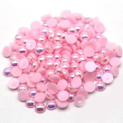 China Diy Phone Case 12mm Lt.Lt.Pink ab Color Flat Back Round ABS Stone Beads Bead For Button Design for sale