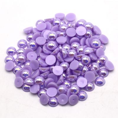 China Purple AB Color 2mm 4mm 6mm 6mm 8mm 10mm Blue Rhinestone Half Phone Case Diy Loose ABS Flatback Round Pearl Beads for sale