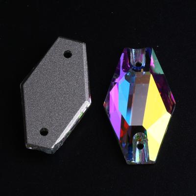 China Flatback WHATSTONE 11*18mm 17*28mm Hexagon Shape Sew On Clothes Crystal Rhinestones Gems For Garment for sale