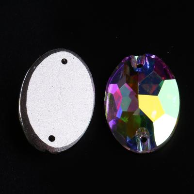 China Flatback WHATSTONE Wholesale K9 Ellipse Shape 7*14mm 14*14mm Glass Oval Sew On Crystal Stone For Garment Decoration for sale