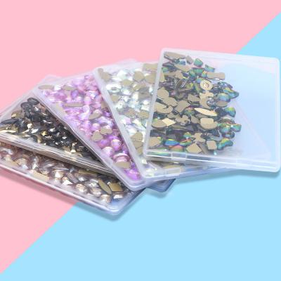 China Flatback Accept Customized Glass Nail Art Stone Flat Back Rhinestone Not Hot Fix Mix Shape 120pcs/box For Nail Decoration for sale