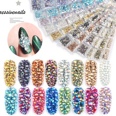 China Flatback Accept OEM ODM Customized Mix Color And Size Flat Back Glass Rhinestone Not Hot Fix For Nail Art for sale