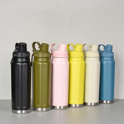 China PORTABLE Sports Water Bottle Large Capacity Cup Insulation Straw Stainless Steel Mountaineering Plating Outdoor Travel Bottle for sale