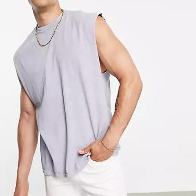 China Custom Men's Lightweight Plain Anti-pilling Cotton Solid Loose Fit Stretch Vest Sleeveless Tank Tops for sale