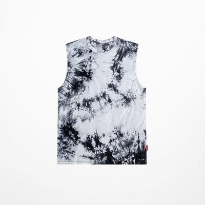 China Anti-pilling Design Your Own Logo Cut and Sew Tie Dye Wholesale Men's Tank Street Wear Man Vest Tops Casual Tank Tops for sale