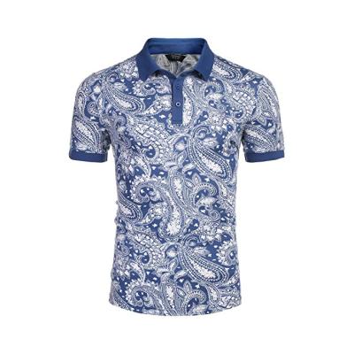 China QUICK DRY Men's Casual Short Sleeve Polo Shirts Slim Fit Paisley Bandana Print Floral Print Male Polo Tee Polo T-shirt for sale