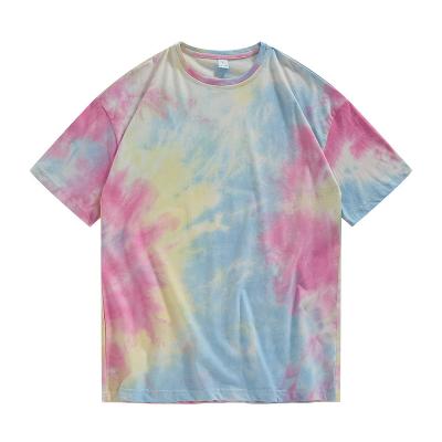 China Anti-pilling Quality Tie Dye O Neck Short Sleeve Unisex Logo Unisex T-shirts New Trends Men With Wholesale Price for sale