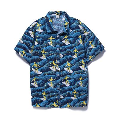 China Anti-pilling Casual Short Sleeve Summer Hawaiian Shirt Custom Logo Full Printed Shirts For Men 100% Cotton for sale