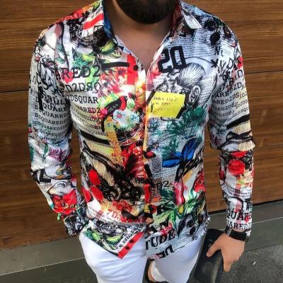 China Luxury Custom Fitted Shirt DTG Casual Vintage Design Fashion Anti-pilling Cotton Button Printed Shirts For Men for sale