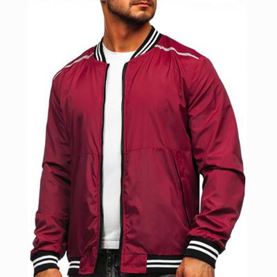 China 2022 Customs Sustainable OEM Sports Solid Color Man Bomber Jacket Polyester Embroidery Logo Mens Jackets for sale