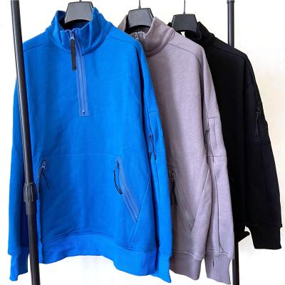 China Anti-pilling Wholesale Embossed Zipper Half Stand Collar Hoodie Sweatshirts Plus Size Men's Hoodies and Sweatshirts for sale