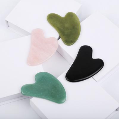 China 100% natural rose quartz massage jade guasha face gua sha stone panel massage natural pink guasha tools for sale