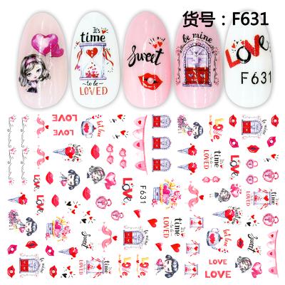 China 3d Nail High Quality Heart Valentine Nail Art DIY Decoration 2020 Designer Nail Sticker 3D Sticker for sale